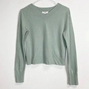 Vince Sweater Womens Small Mint Glass Weekend VNeck Cashmere Wool Blend Knit